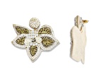 White Seed Beads With Clear Crystal Butterfly Earring