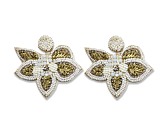White Seed Beads With Clear Crystal Butterfly Earring