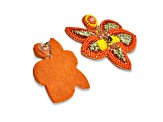 Orange Seed Beads With Clear Crystal Butterfly Earring
