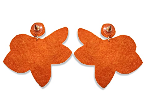 Orange Seed Beads With Clear Crystal Butterfly Earring