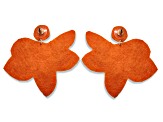 Orange Seed Beads With Clear Crystal Butterfly Earring