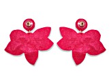 Pink Seed Beads With Clear Crystal Butterfly Earring