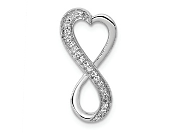 Picture of Rhodium Over 14K White Gold Diamond Freeform Heart Infinity Chain Slide Pendant