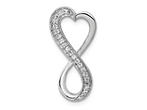 Rhodium Over 14K White Gold Diamond Freeform Heart Infinity Chain Slide Pendant