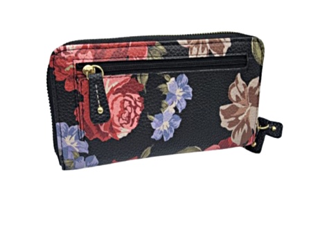 Stone Mountain Rose Bloom Leather Large Double Zip Around
