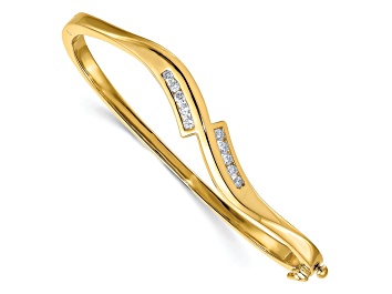Picture of 14k Yellow Gold 7mm Diamond Hinged Bangle 0.39ctw