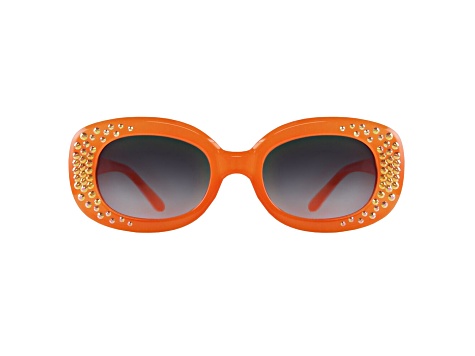 Orange Crystal Oval Frame Sunglasses