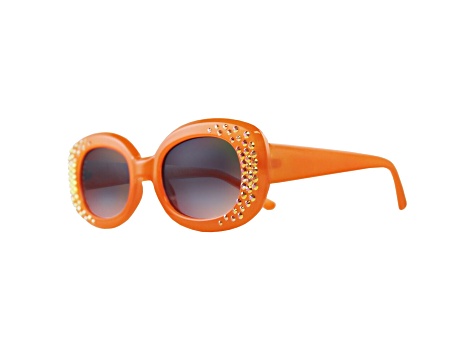 Orange Crystal Oval Frame Sunglasses