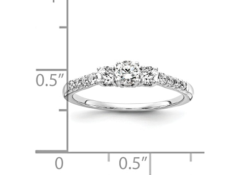Rhodium Over 14K White Gold Lab Grown Diamond SI1/SI2, G H I, 3-Stone Engagement Ring