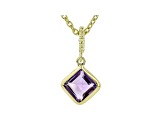 Judith Ripka 1.5ct Square Amethyst 14k Gold Clad Pendnat Necklace