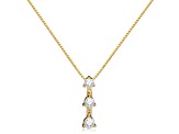 White Cubic Zirconia 14k Yellow Gold Pendant With Chain 0.20ctw