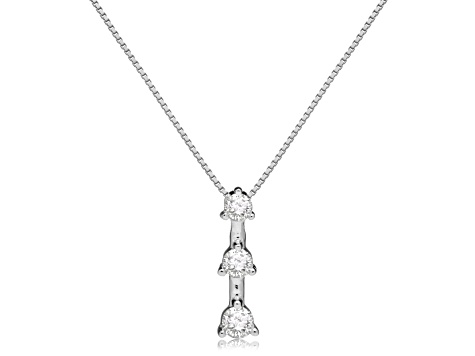 White Cubic Zirconia 14k White Gold Pendant With Chain 0.20ctw