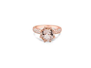 Picture of 10mm Round Morganite 18K Rose Gold Over Sterling Silver Ring, 3.49ctw