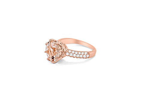 10mm Round Morganite 18K Rose Gold Over Sterling Silver Ring, 3.49ctw