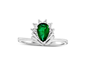 Picture of 0.80ctw Emerald and Diamond Ring in 14k White Gold