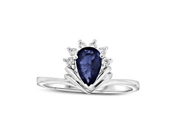 Picture of 0.80ctw Sapphire and Diamond Ring in 14k White Gold