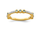 14K Yellow Gold Stackable Expressions Aquamarine and Diamond Ring 0.285ctw