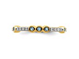 14K Yellow Gold Stackable Expressions Aquamarine and Diamond Ring 0.285ctw