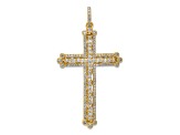 14K Yellow Gold Diamond Budded Cross Pendant
