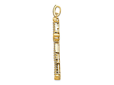 14K Yellow Gold Diamond Budded Cross Pendant