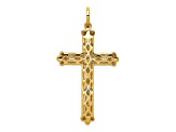 14K Yellow Gold Diamond Budded Cross Pendant