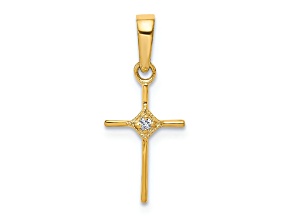 10k Yellow Gold Small Diamond Cross Pendant