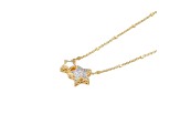 White Cubic Zirconia 18K Yellow Gold Over Sterling Silver Star Necklace 0.15ctw