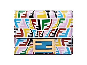 Fendi Vertigo Baguette Multicolor Leather Small Trifold Wallet