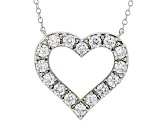 White Lab-Grown Diamond 14kt White Gold Heart Necklace 1.00ctw