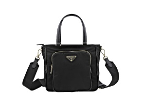 Prada Black Tessuto Nylon Saffiano Leather Crossbody Satchel Bag