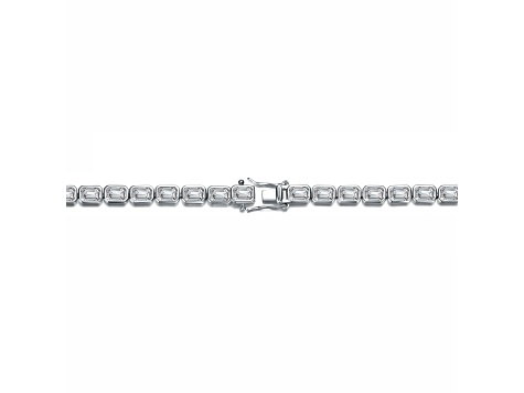 Rhodium Plated over Brass with Emerald-Cut Clear Cubic Zirconia Tennis Bracelet