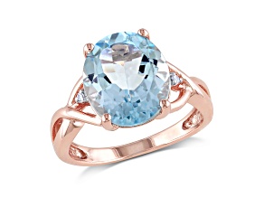 5.50ctw Sky Blue Topaz and Diamond Accent Twist Ring in 18K Rose Gold Over Sterling Silver