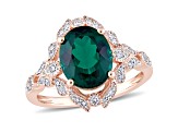 3.50ctw Lab Created Emerald and White Diamond 10k Rose Gold Ring