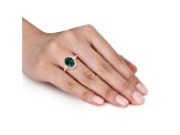 3.50ctw Lab Created Emerald and White Diamond 10k Rose Gold Ring