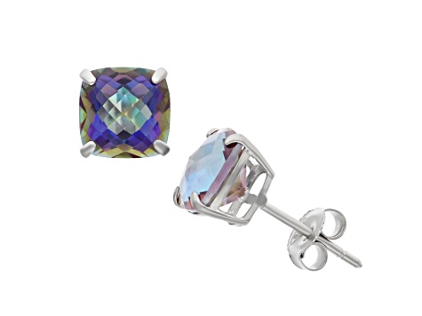 Green Mystic Fire® Green Topaz Sterling Silver Stud Earrings 4.10ctw