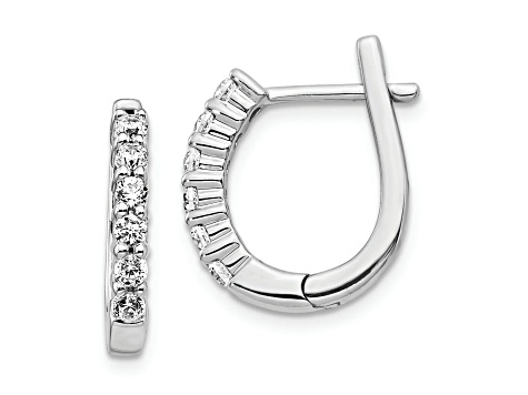 Rhodium Over 14K White Gold Lab Grown Diamond SI1/SI2, G H I, Hinged Hoop Earrings