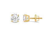 White Cubic Zirconia 14k Yellow Gold Studs With Velvet Gift Box 1.50ctw