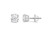 White Cubic Zirconia 14k White Gold Studs With Velvet Gift Box 1.50ctw