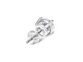 White Cubic Zirconia 14k White Gold Studs With Velvet Gift Box 1.50ctw