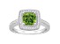 7mm Cushion Peridot 1/4 ctw Diamond Rhodium Over Sterling Silver Halo Ring