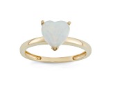 Lab Created Opal 10K Yellow Gold Heart Ring 1.10ctw