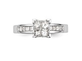 Rhodium Over 14K White Gold Diamond Cluster Engagement Ring 0.72ctw