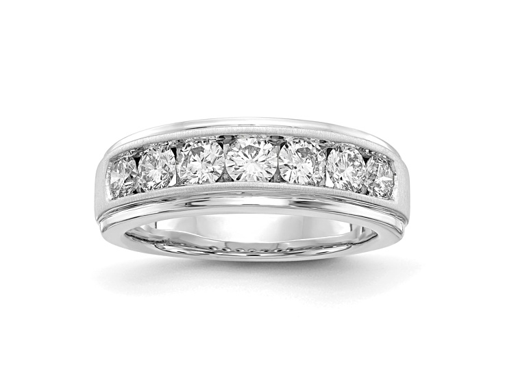 Rhodium Over 10K White Gold Lab Grown Diamond, SI1/SI2, G H I, Men's Ring