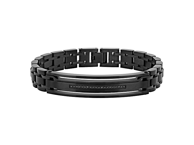 Ion-Plated Black Stainless Steel and 0.10ctw Black Diamond Bracelet