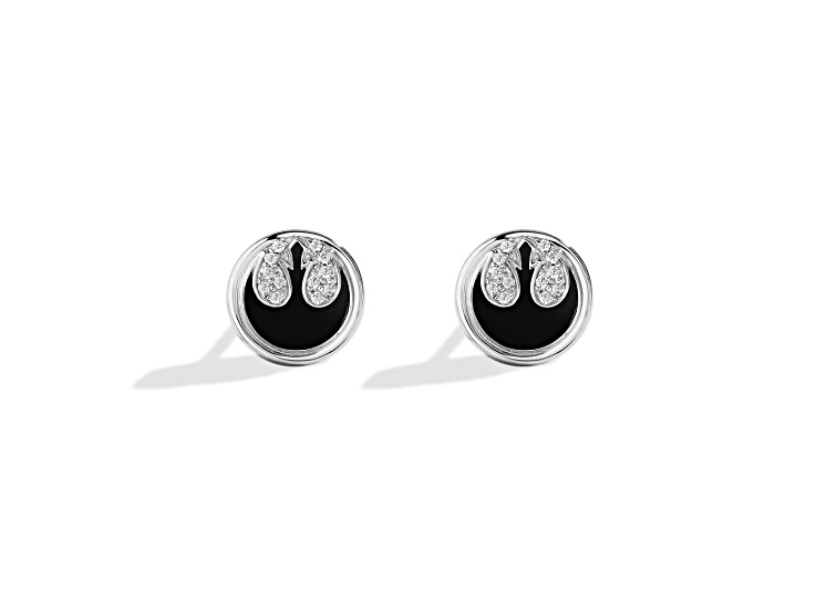 Star Warsâ„¢ Fine JewelryTHE REBEL WOMEN'S EARRINGS 1/10 CT.TW. White Diamonds and Black Onyx Silver