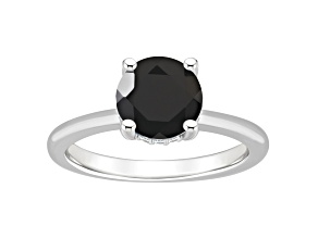 8mm Round Black Onyx With Diamond Accents Rhodium Over Sterling Silver Hidden Halo Ring