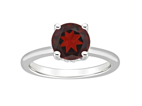 8mm Round Garnet With Diamond Accents Rhodium Over Sterling Silver Hidden Halo Ring