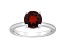 8mm Round Garnet With Diamond Accents Rhodium Over Sterling Silver Hidden Halo Ring