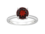 8mm Round Garnet With Diamond Accents Rhodium Over Sterling Silver Hidden Halo Ring