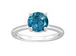 8mm Round London Blue Topaz With Diamond Accents Rhodium Over Sterling Silver Hidden Halo Ring